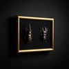Quadro 3D Insetti Museali in Cornice Barocca Oro e Nero – Fatto a Mano, Decorazione Appesa/Mensola