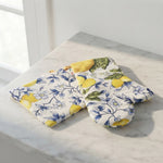 "Lemons of Sicily" Kitchen Set – Oven Mitt and Potholder in Pure Cotton