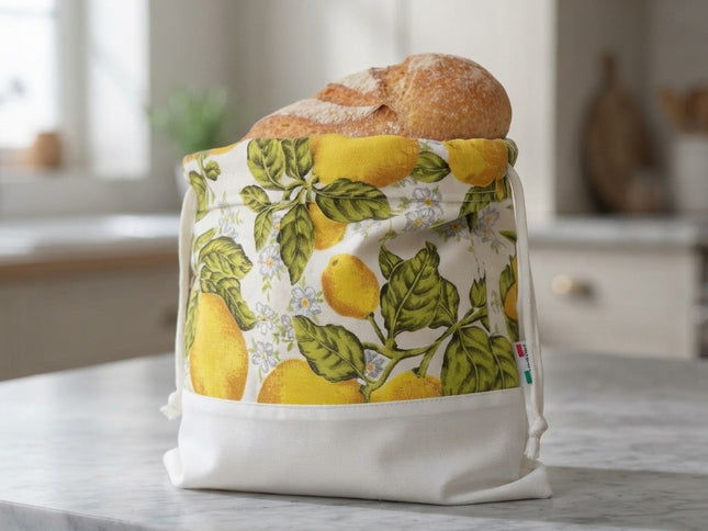 Portapane in 100% Cotone Made in Italy – Fantasia Limoni di Sicilia