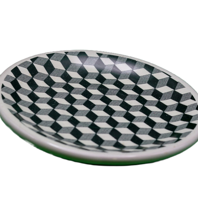 Asso Handmade Ceramic Cup with Checkered Saucer