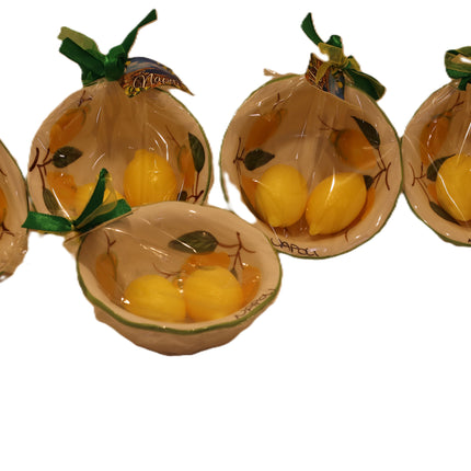 Portasapone a coppetta in ceramica decoro limoni | Piatto per sapone dipinto a mano - Idea Regalo Artigianale Napoli
