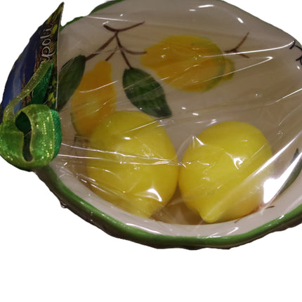 Coppetta in Ceramica Dipinta a Mano con 2 Saponette al Limone – Idea Regalo Artigianale Napoli