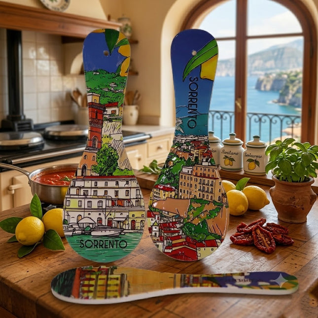 Sorrento ceramic spoon rest Hand-painted Amalfi Coast kitchen accessory Handcrafted Italian spoon rest