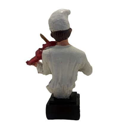 Busto di Pulcinella con Violino – Statuetta Artigianale in Resina Dipinta a Mano