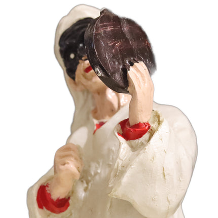 Statuina Pulcinella con Tamburello - Artigianato Napoletano in Resina