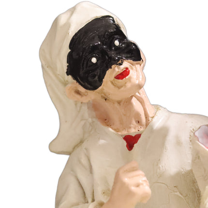 Statuina Pulcinella con Tamburello - Artigianato Napoletano in Resina