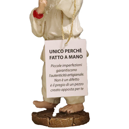 Statuina Pulcinella con Tamburello - Artigianato Napoletano in Resina