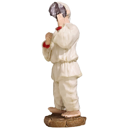 Statuina Pulcinella con Tamburello - Artigianato Napoletano in Resina