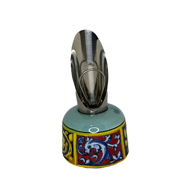 Hand-Painted Ceramic Wine Pourer - Majolica or Lemon Design